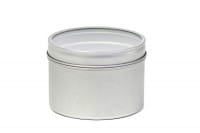 Round tin box for dried herbs
