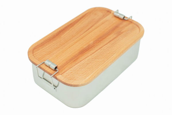 Stainless steel Lunchbox &quot;Waldpicknick&quot; with beech wood-lid