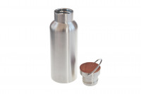 Edelstahl Trinkflasche mit Buchenholzdeckel