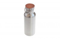 Edelstahl Trinkflasche mit Buchenholzdeckel