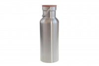 Edelstahl Trinkflasche mit Buchenholzdeckel