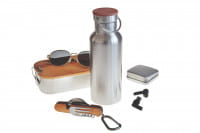 Edelstahl Trinkflasche mit Buchenholzdeckel